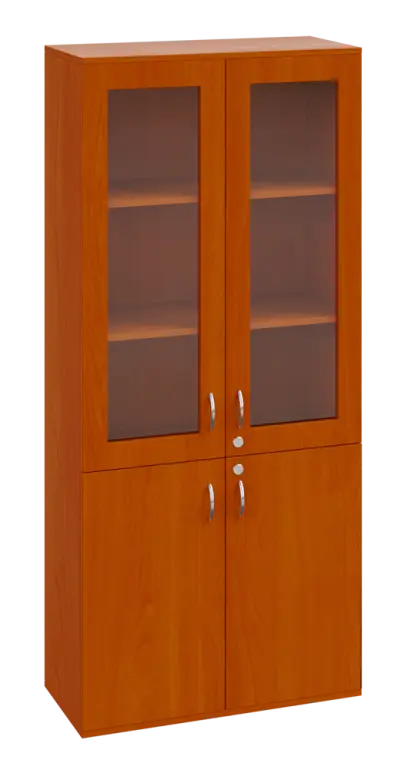 SPO 32 skříň 4-dveřová, 2x sklo lamino - třešeň šumavská